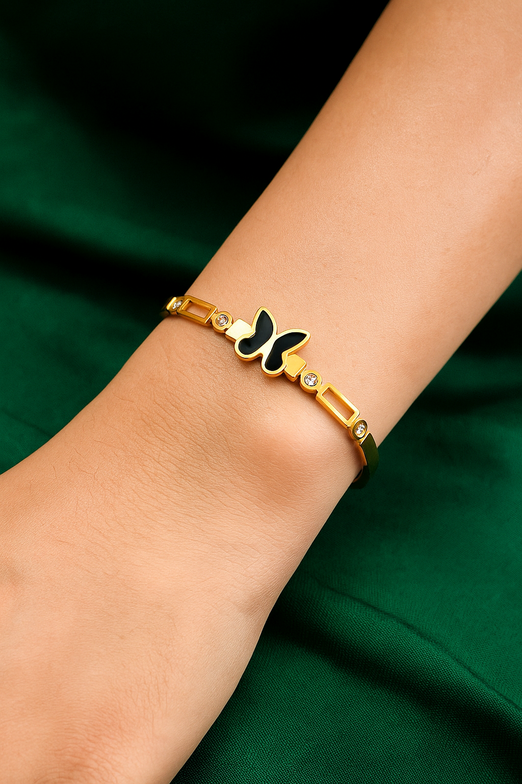 Velamira Black Butterfly Gold-Plated Designer Bracelet