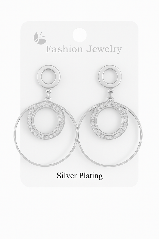 Elegant Dual Hoop Silver Plated Earrings