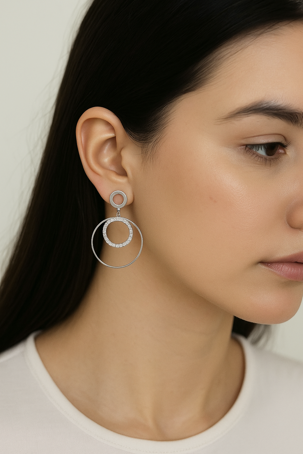 Elegant Dual Hoop Silver Plated Earrings