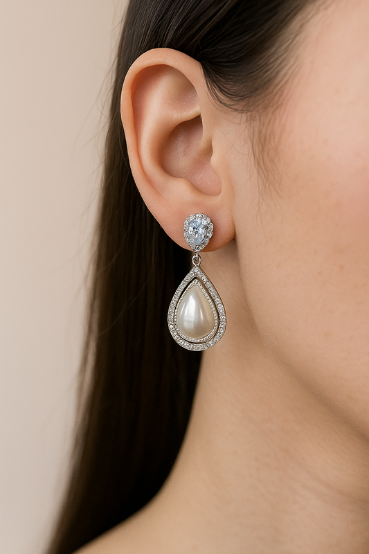 Velamira Elegant Teardrop Pearl Earrings