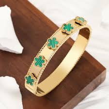Velamira Clover Charm Gold-Plated Designer Bangle