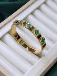 Velamira Clover Charm Gold-Plated Designer Bangle