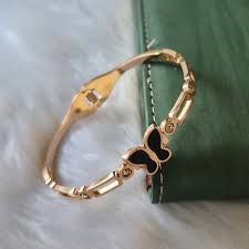 Velamira Black Butterfly Gold-Plated Designer Bracelet