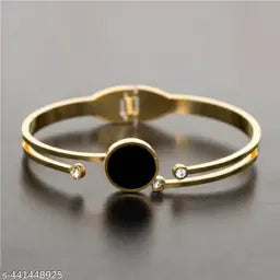 Velamira Signature Onyx Gold-Plated Twist-Lock Bangle