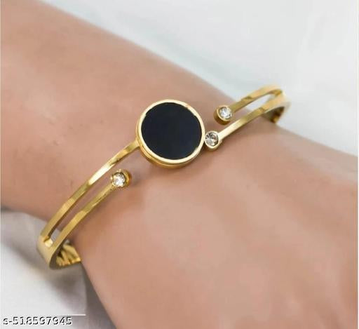 Velamira Signature Onyx Gold-Plated Twist-Lock Bangle